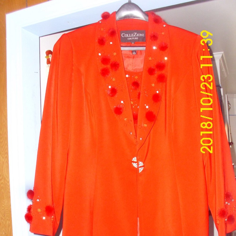 COLLE ZIONI  COUTURE  Size 14    Red Three Pc Dress Suit